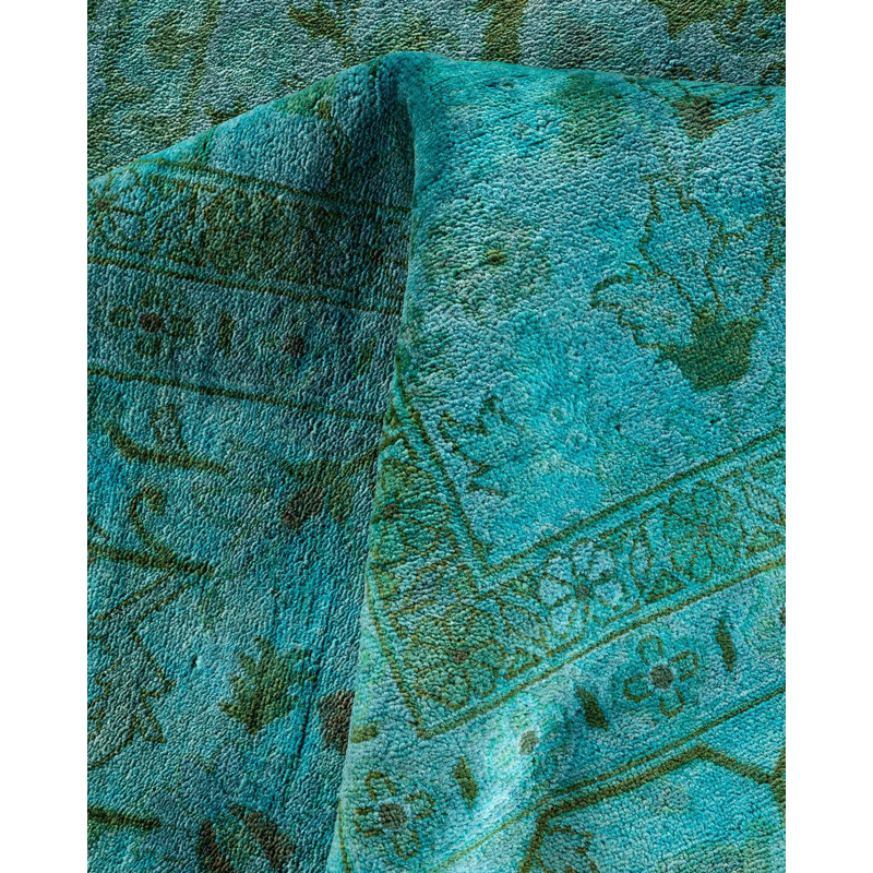 Overdyed, One-of-a-Kind Hand-Knotted Area Rug - Blue, 9' 1" x 12' 3"