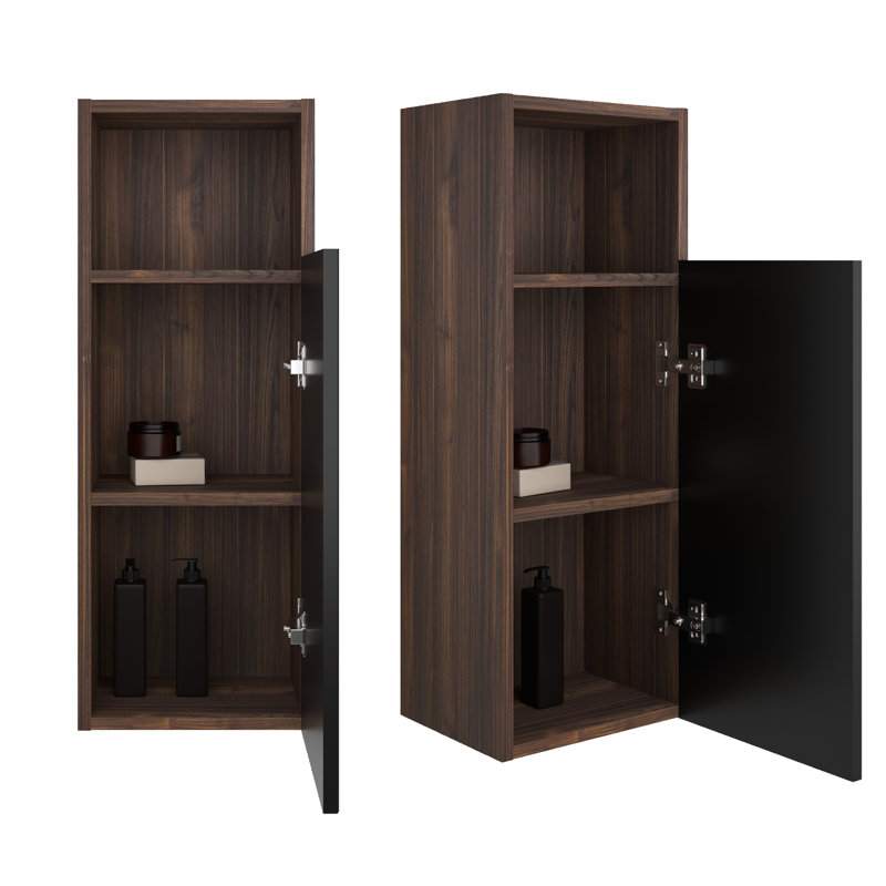 Armoire murale noire et noyer pour petits espaces
