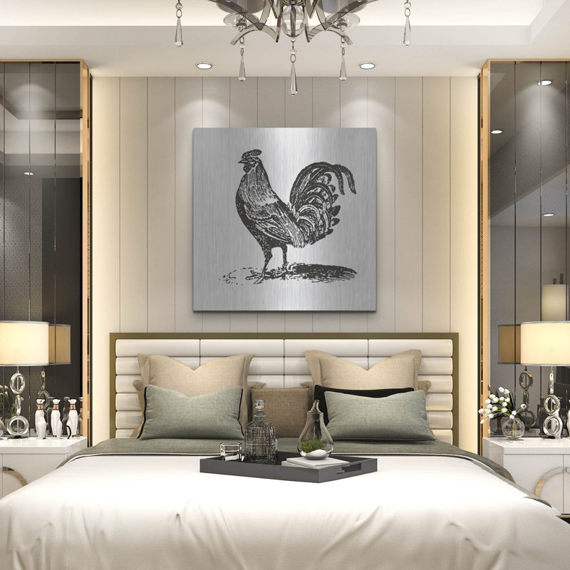August Grove® «Rooster Ready» par Art Licensing Studio, art mural en métal, H 36 po x l 36 po