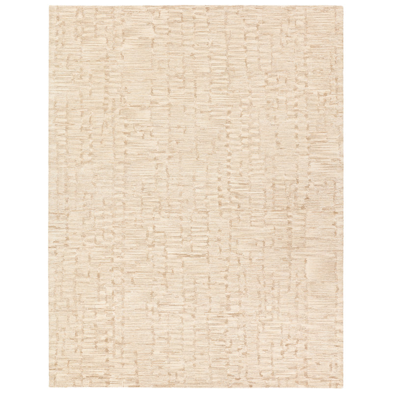 Ivory Handmade Wool Tufted Abstract Rectangular Rug