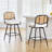 Upholstered Swivel Counter Stool With Rattan Backrest-1809150581-1809150590