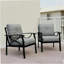Ensemble de 2 fauteuils en métal toutes saisons, structure noire avec coussins gris