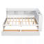 Lit double pleine grandeur en forme de L avec prises de courant, ports de charge USB, deux tiroirs, blanc-793004955