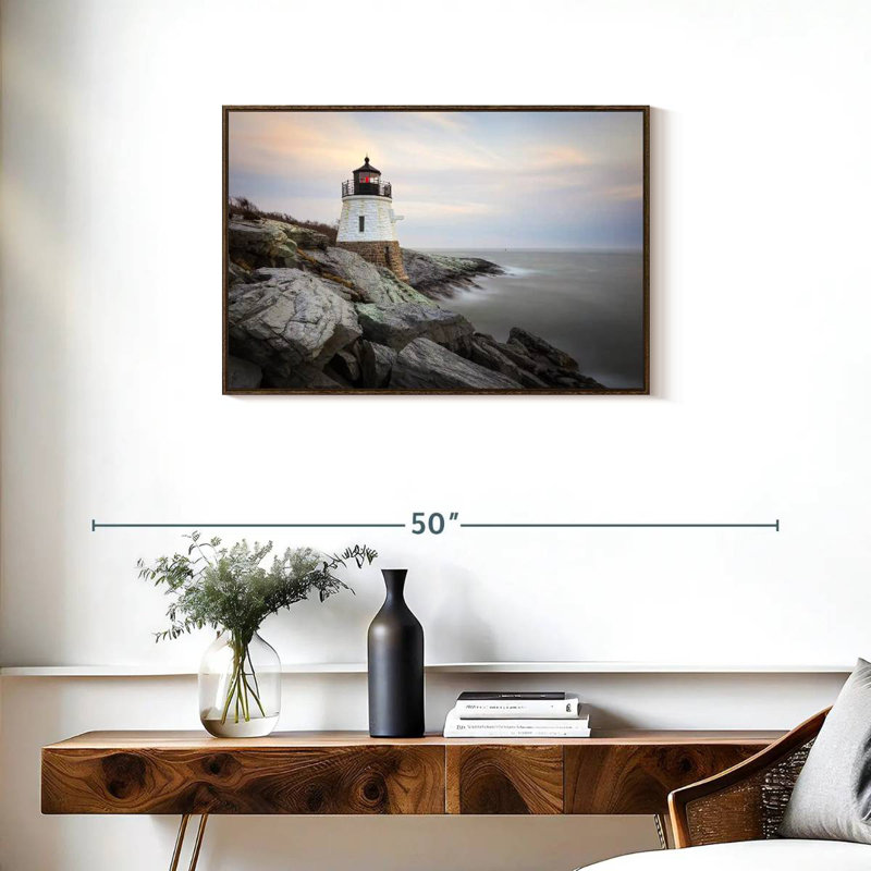 Phare de Coastal Castle Hill, Cadre flottant noyer, 31 po x 21 po