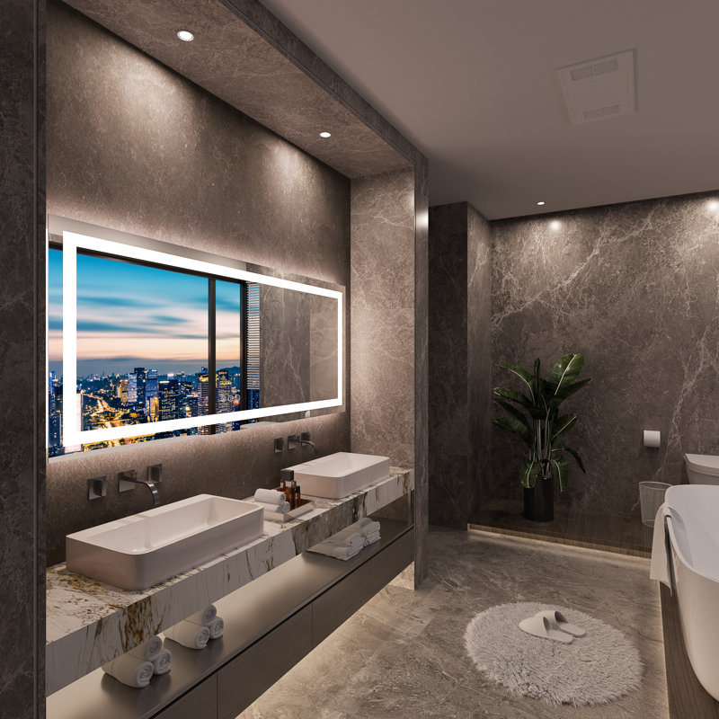 Rectangular Frameless Led Wall Mounted Bathroom Vanity Mirror, 78" x 32"