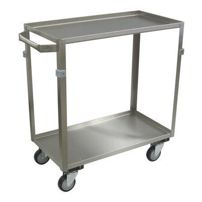 Chariot utilitaire 2 tablettes, lèvres avec roulettes