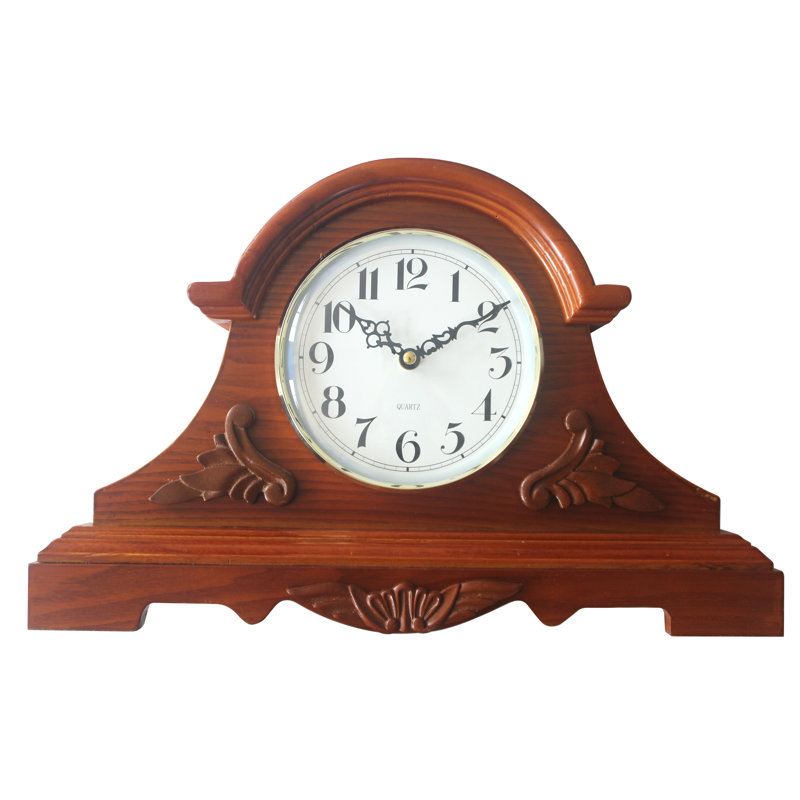 Traditional Analogue Cherry Wood Quartz Movement / Crystal Tabletop Clock in Cherry