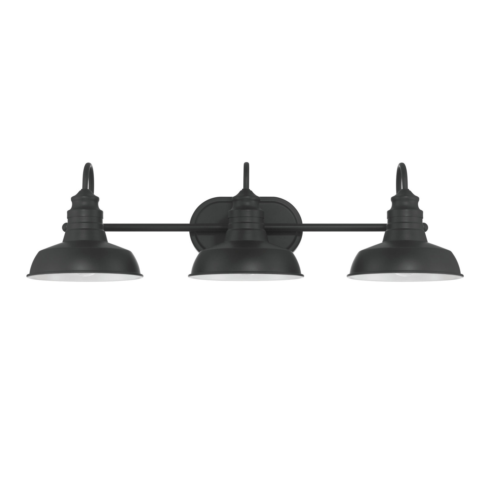 3-Light Industrial Chic Vanity Light Fixture, Matte Black