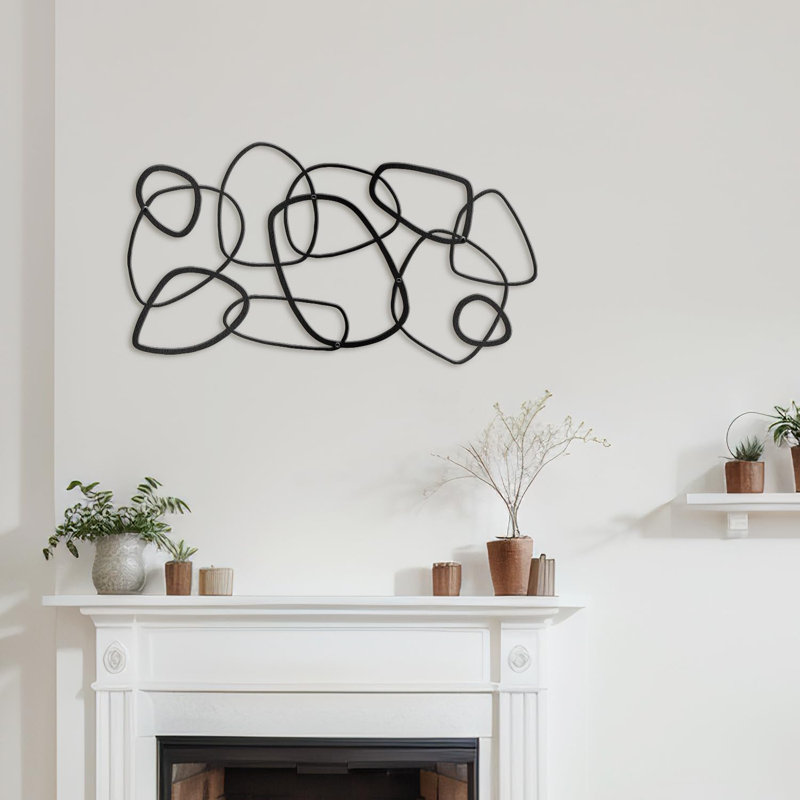 Wall Decor Metal, 15" H x 30" W x 0.05" D, Black
