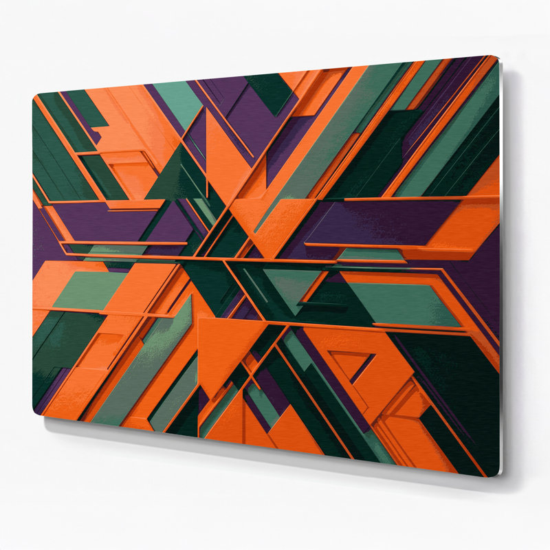Geometric Abstraction 52 Purple Metal Wall Art, 12" H x 18" W