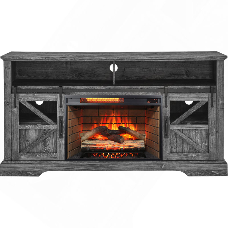 Meuble télé 60 po avec télécommande, Bois de grange récupéré