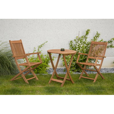 Till 2 - Person Round Solid Wood Patio Dining Set