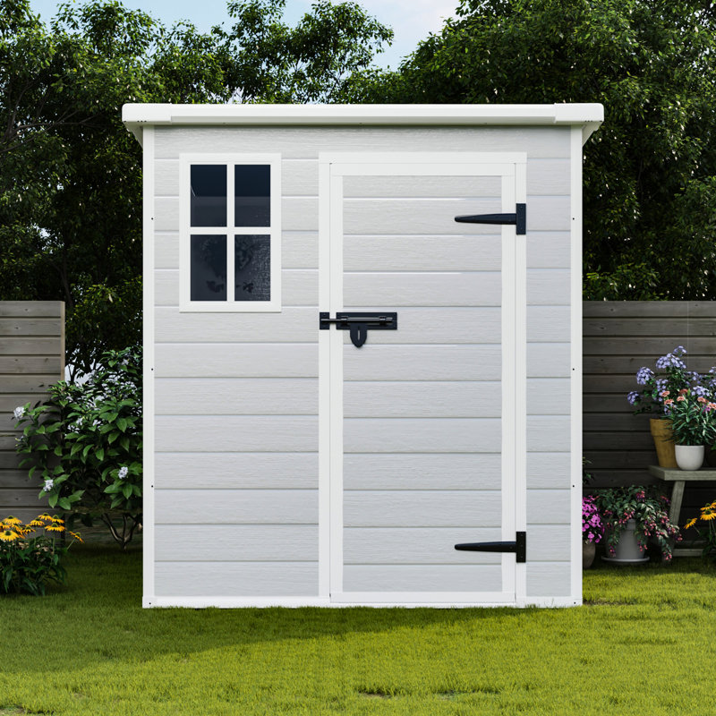 Polypropylene Outdoor Shed, 6X6 Ft, Waterproof With Vents, Floor For Garden, Backyard Ft Resin Waterproof, Floor, Lockable Doors Storage