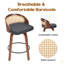 Ensemble de 2 tabourets de bar pivotants, structure en bois moderne avec dossier en rotin, tabouret en cuir de polyuréthane pour comptoir de cuisine, tabourets de bar rembourrés de style Mid-Century avec repose-pieds, tabourets de comptoir industriels-848910187