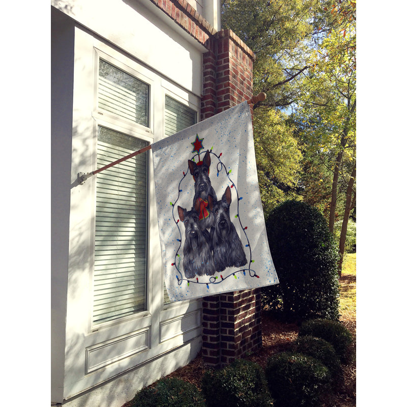 Drapeau de maison Hvidovre Sheltie Halloween en polyester à 2 faces 3 x 2 pi, Scottie arbre de Noël de famille