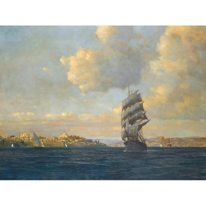 "Voile sur le Bosphore" par Michael Zeno Diemer - Art sur toile tendue avec châssis, H 24 po x l 17 po