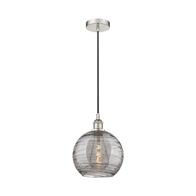 1 - Light Single Drop Pendant Pendant, 12.75" H x 10" W x 10" D, Polished Nickel, Light Smoke