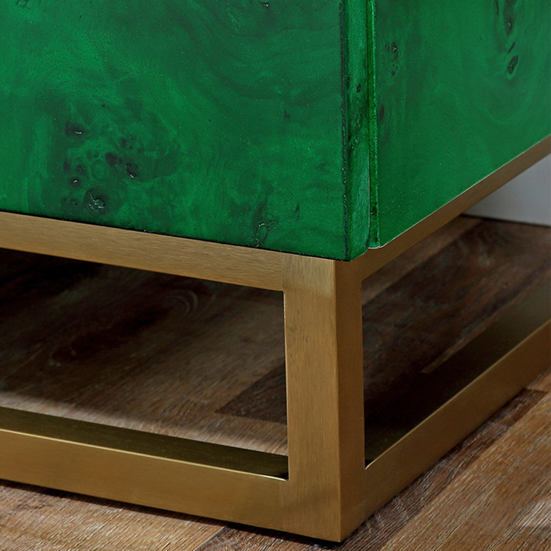 Italian style light luxury drawer accent chest, Green/Gold