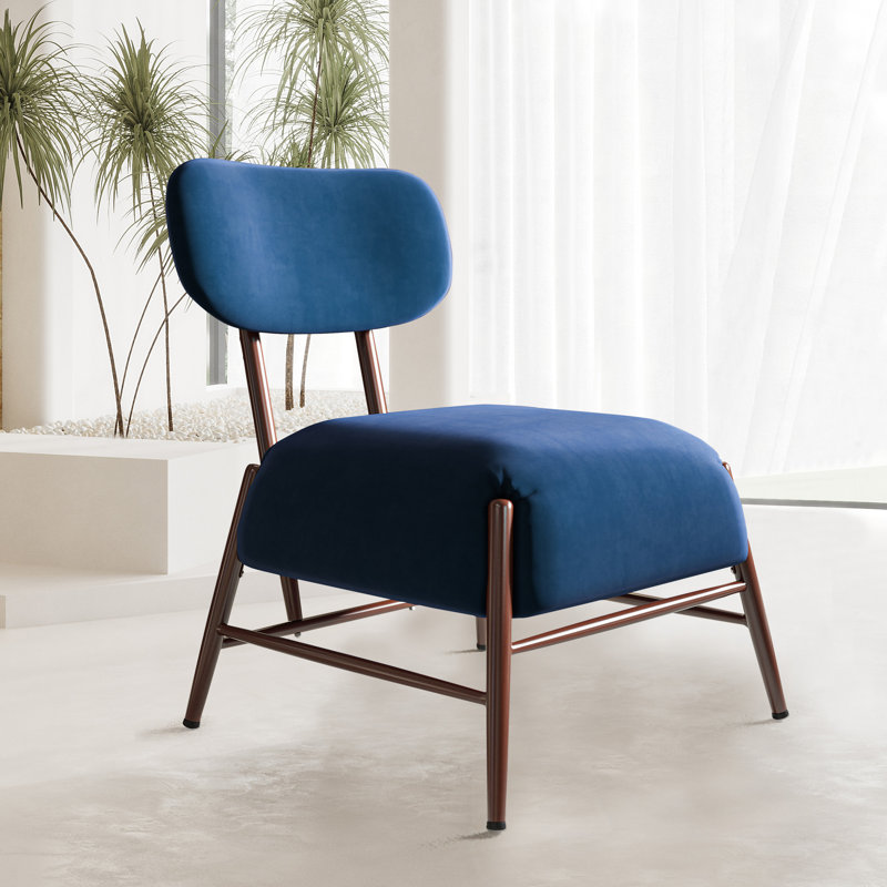 Luice Velvet Side Chair, Navy Blue Velvet
