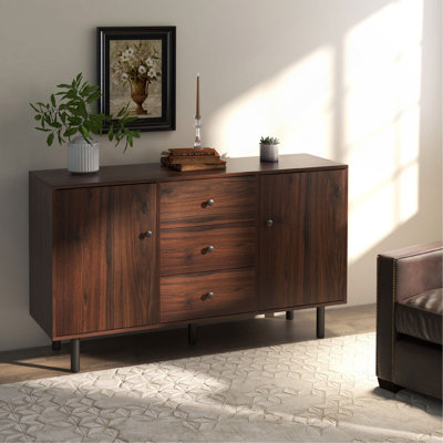 Sideboard Buffet Cabinet, Kitchen Cabinet With 2 Cupboards, 3-Drawers And Adjustable Shelves, Coffee Bar Cabinet For Living Room, Entryway, Rustic Bro by George Oliver