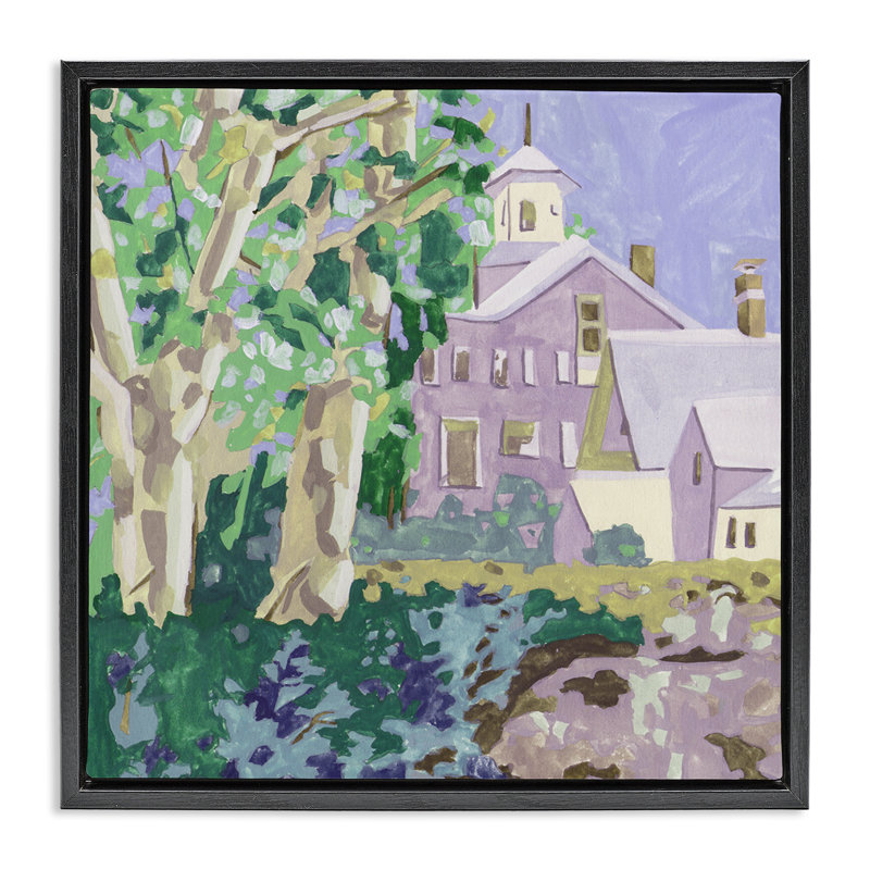 «Town Church Through Trees», art mural encadré par Melissa Wang, Noir, noir, noir, noir, H 18 po x l 18 po