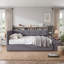 Lit de jour simple rembourré avec repose-pieds et tablettes, avec couchette, charge USB et lumière DEL, gris-756092834-756092836