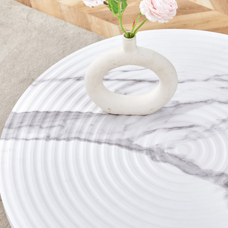 Table à motif de marbre blanc et 2 options de sièges, 3 pièces: table, 2 chaises, Blanc