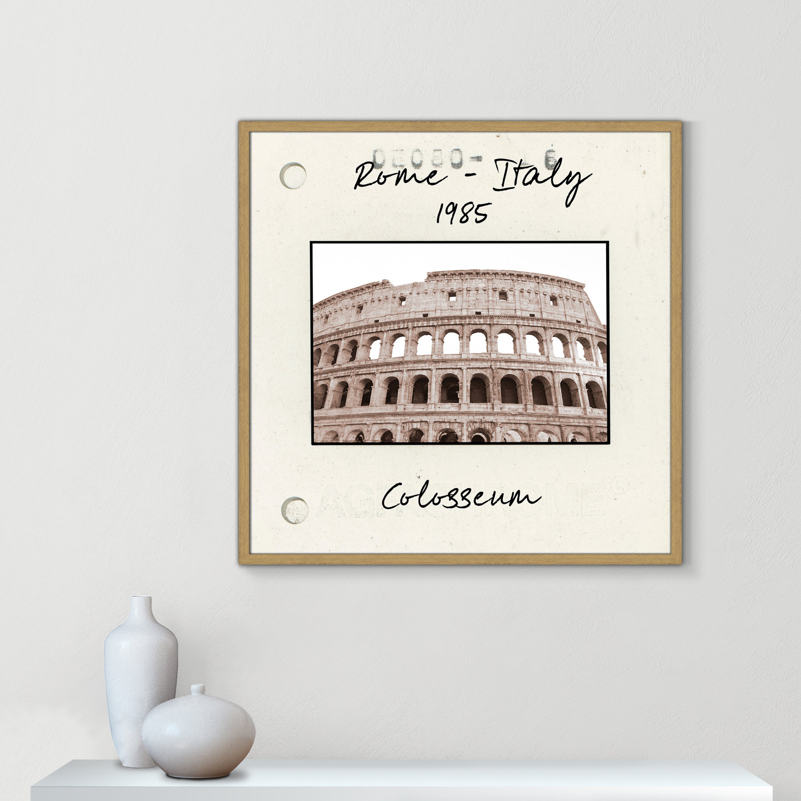 Rome, Italy - Colosseum Print by Natalie Carpentieri, 32" H x 32" W x 0.75" D, Natural Single Picture Framed Paper