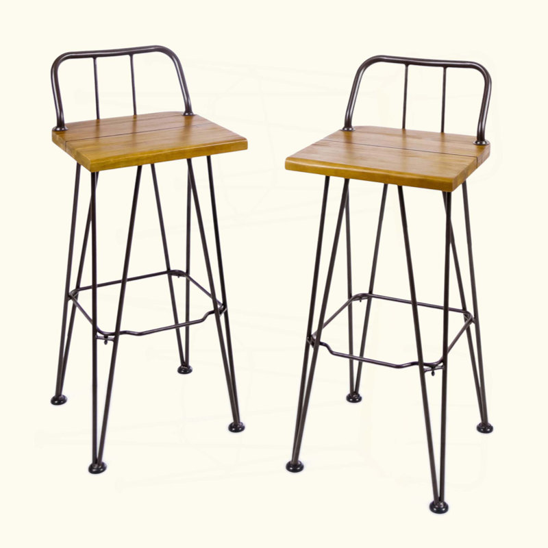 Tabouret industriel en bois et en métal