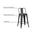 Tabouret de bar 24 po en métal de style rustique rustique avec dossier, tabouret de bar de cuisine, construction légère et robuste, ensemble de 4