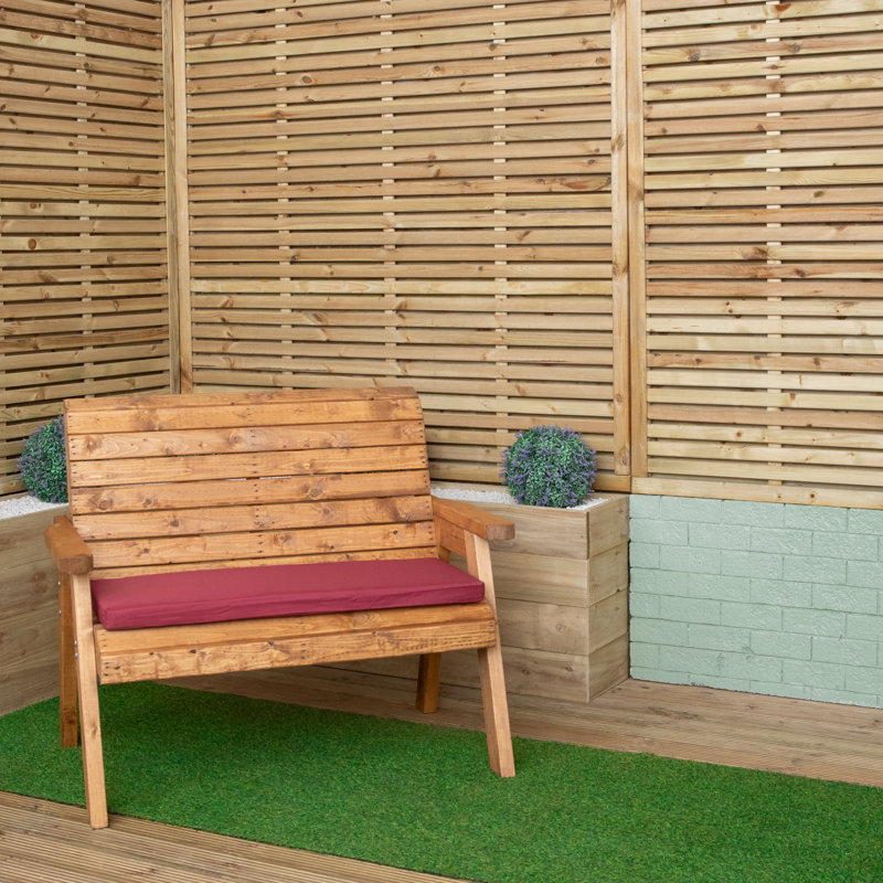 99 x 41cm Cushion Base for 2 Seater Wooden Garden Bench in Burgundy, 99cm W x 5cm D, Red