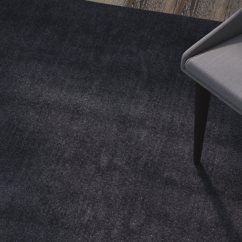 Tapis noir en laine touffeté à la main Frann, Rectangle 9 pi x 12 pi