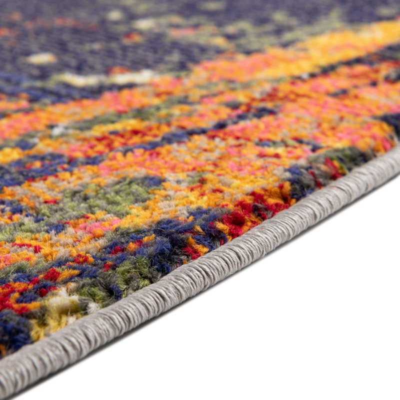Ansela Washable Abstract Indoor Rug, Round 5'3"