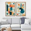 Multicolor Polygon Abstract Formes Art numérique Boho moderne coloré 2 pièces-98109539-98109540