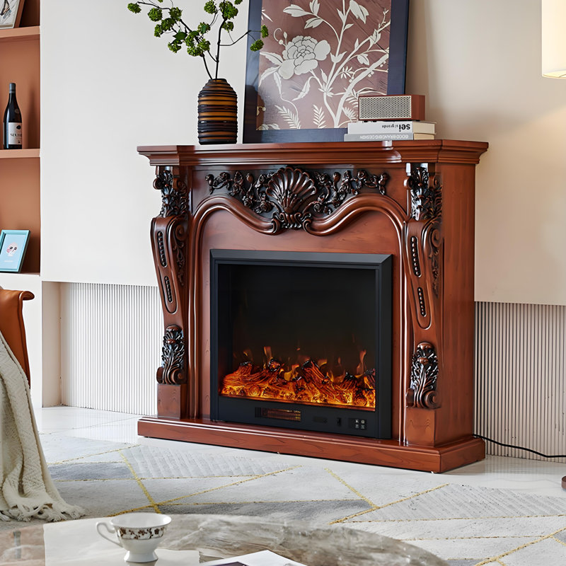 51.18"Brown Heating System Landscape Electric Fireplace, 43.31" H x 51.18" W x1 2.99" D, Brown