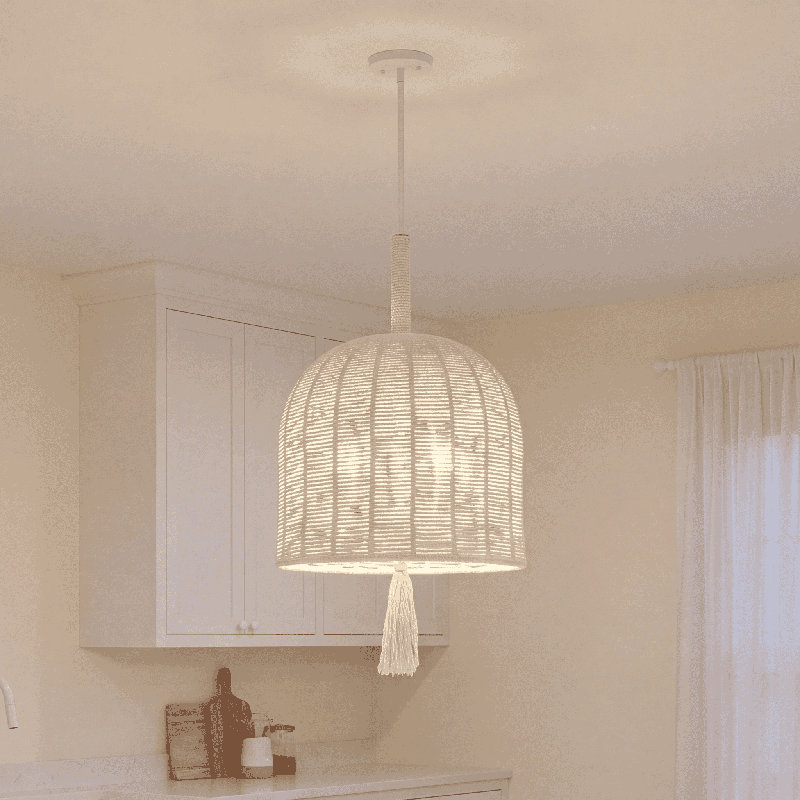Lunara 3-Light Pendant in Cotton by Breegan Jane, 3, 17"H x 10"W