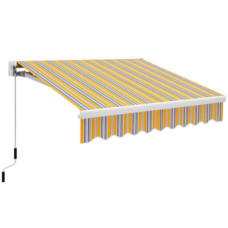 Outsunny 78.75'' W x 49.25'' D Polyester Yellow/Blue Cover Retractable Patio Awning