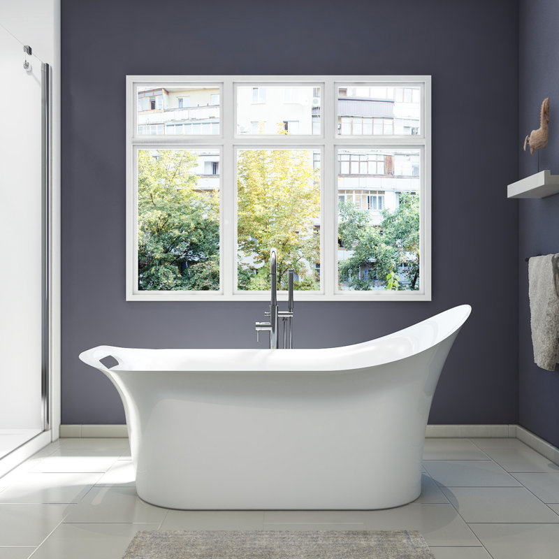 Moab 64'' x 28'' Soaking Acrylic Bathtub with Faucet