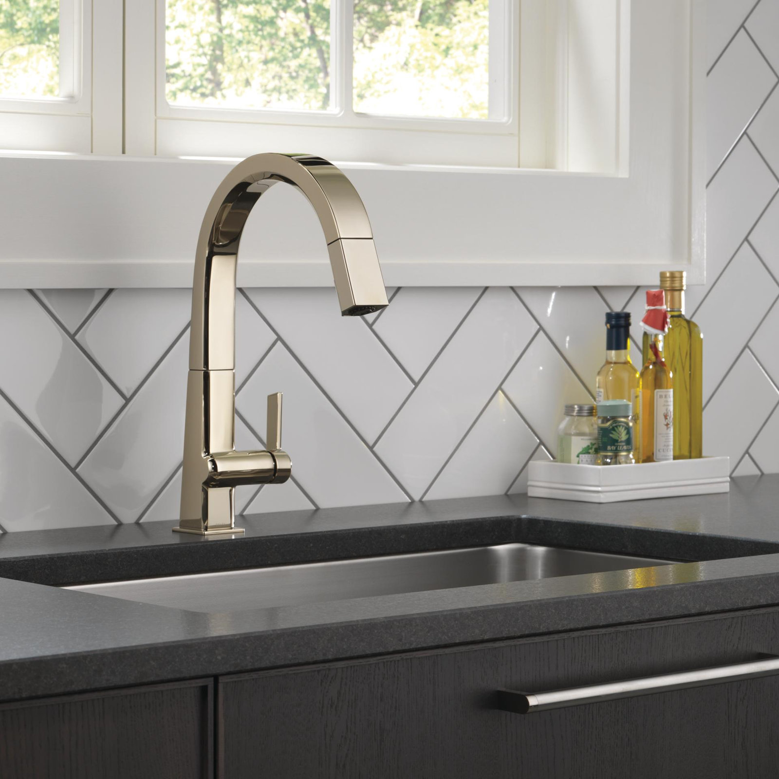 Pivotal Pull-Down Kitchen Faucet, Polished Nickel
