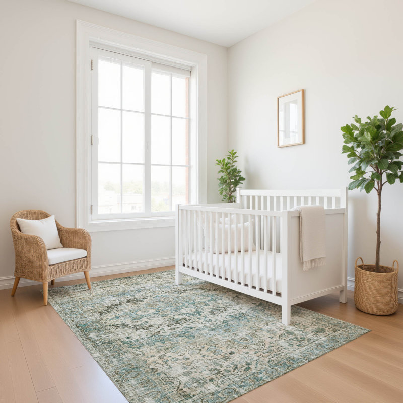 Premium Machine Washable Lubbers AMF1755 Border Rug, Rectangle 8' x 10'