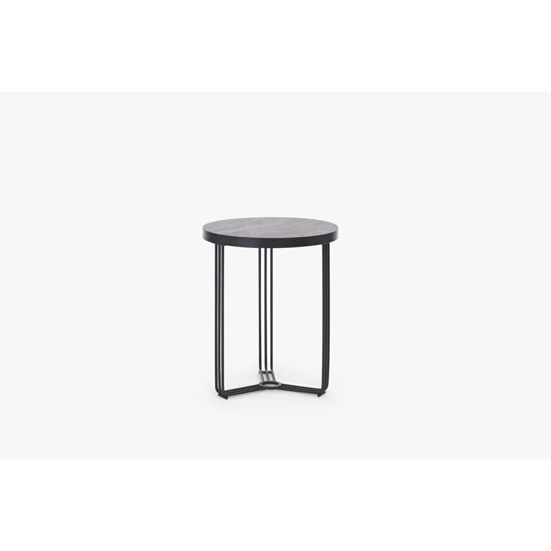Ariss Frame End Table, Black, Dark Stone