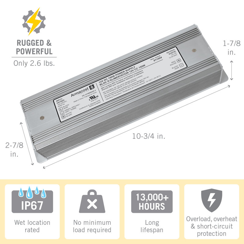 Standard Indoor/Outdoor LED Driver 12V DC, 150W