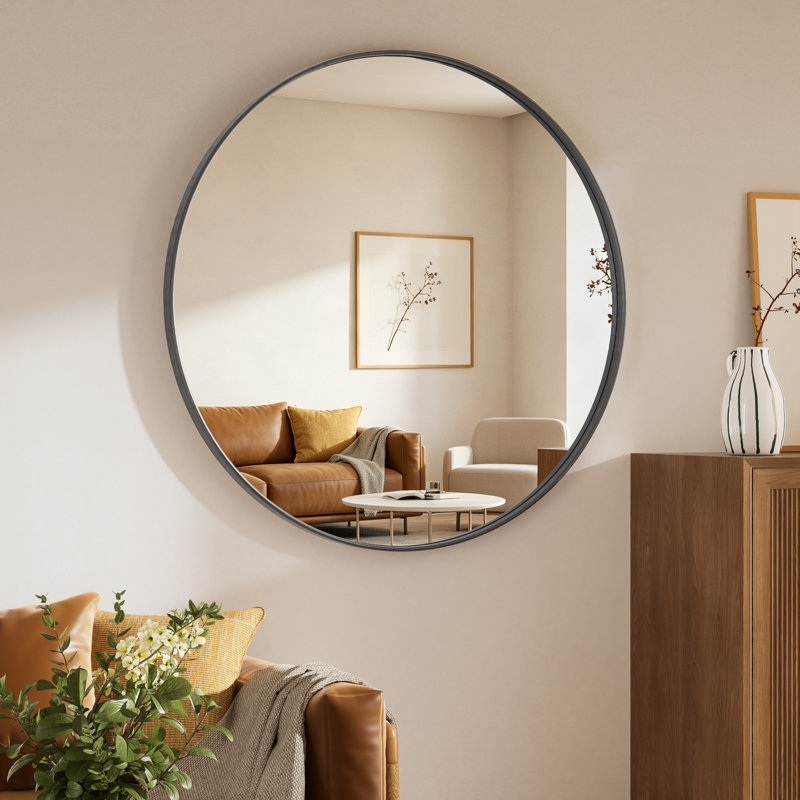 Miroir mural Alauni , 30 po x 30 po, Noir