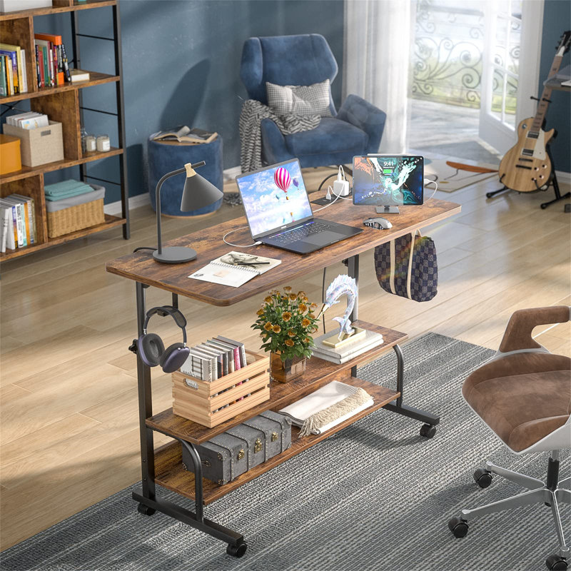 Metal Base Computer Desk, Brown/Black