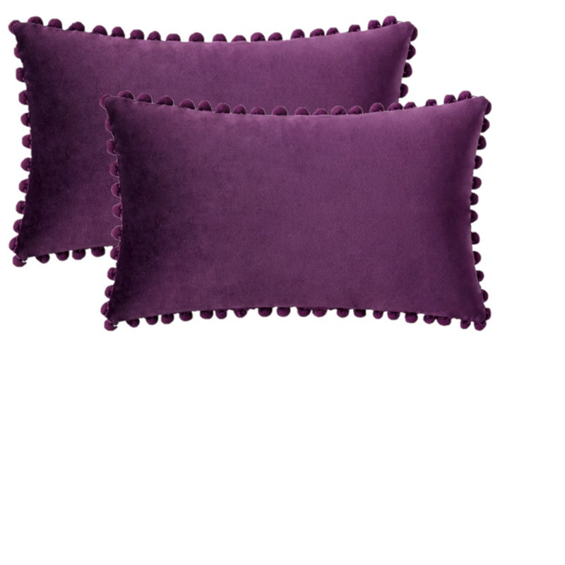 Housse de coussin en velours, Carré 18 po, Mauve, Housse de coussin seulement - sans coussin