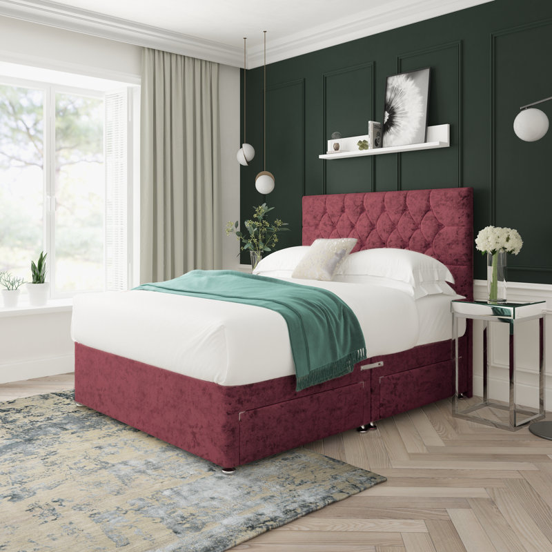 Upholstered Divan Bed, Small Single (2'6), Aubergine