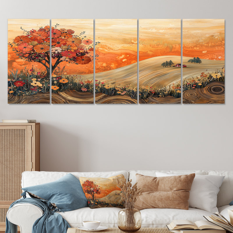 Bloomsburg - campagne, art mural - décoration murale, 5, 32" H x 80" W