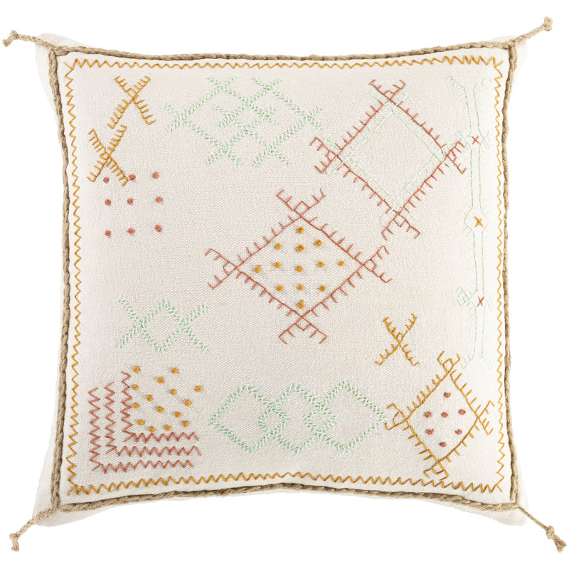 Housse de coussin carré en coton, 20 po x 20 po, Housse de coussin seulement - sans coussin