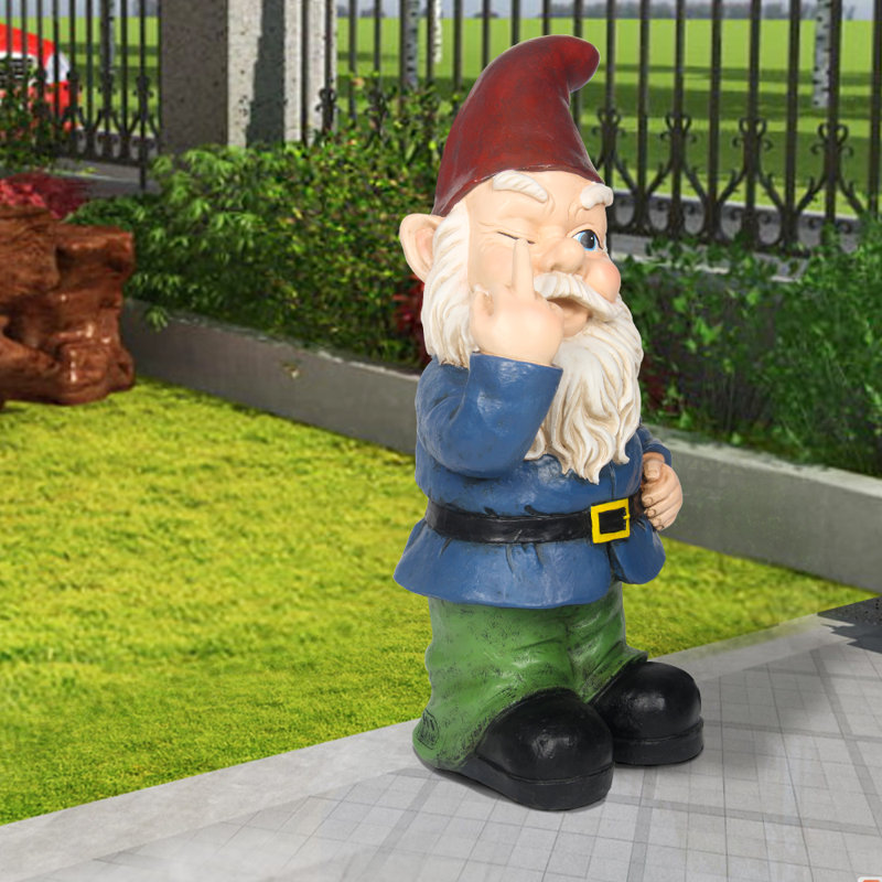Winking Gnome Statue, 24" H x 9" W x 11" D