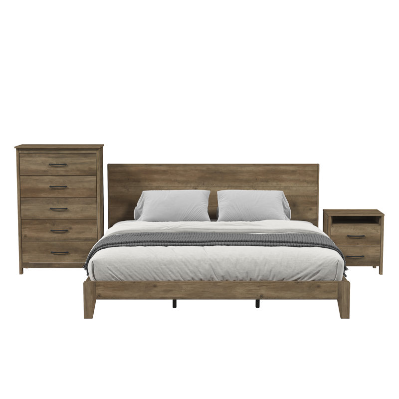 Beretta 3 Piece Bedroom Set, Knotty Oak, King